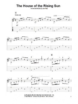 page one of The House Of The Rising Sun (Solo Guitar)