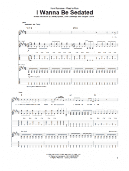 page one of I Wanna Be Sedated (Guitar Tab)