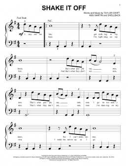 page one of Shake It Off (Big Note Piano)