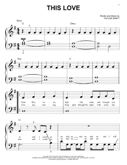 page one of This Love (Big Note Piano)