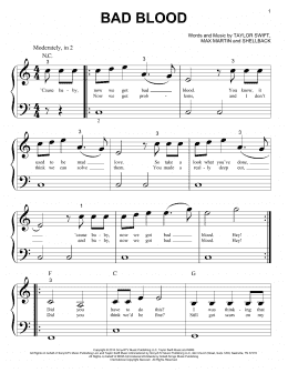 page one of Bad Blood (Big Note Piano)