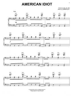 page one of American Idiot (Piano, Vocal & Guitar Chords (Right-Hand Melody))