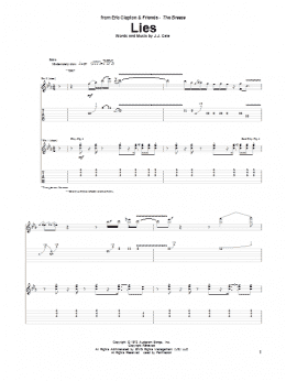 page one of Lies (Guitar Tab)