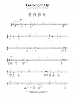 page one of Learning To Fly (Easy Guitar)