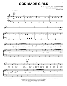 page one of God Made Girls (Piano, Vocal & Guitar Chords (Right-Hand Melody))