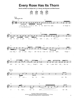 page one of Every Rose Has Its Thorn (Easy Guitar)