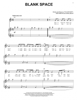 page one of Blank Space (Piano & Vocal)