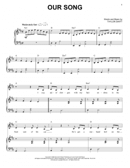 page one of Our Song (Piano & Vocal)