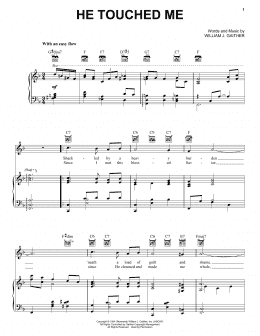 page one of He Touched Me (Piano, Vocal & Guitar Chords (Right-Hand Melody))