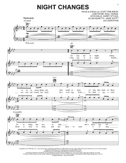 page one of Night Changes (Piano, Vocal & Guitar Chords (Right-Hand Melody))