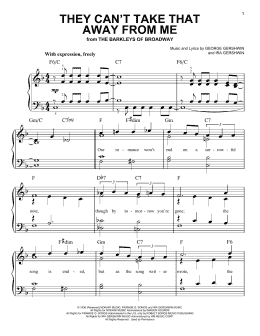 page one of They Can't Take That Away From Me (Easy Piano)