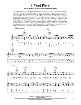 page one of I Feel Fine (Easy Ukulele Tab)