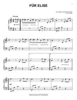 page one of Fur Elise (Very Easy Piano)