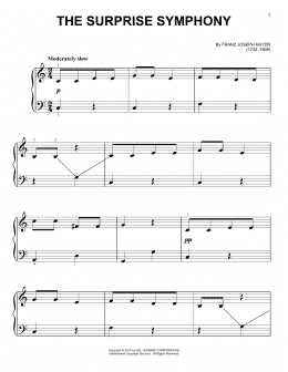 page one of The Surprise Symphony (Very Easy Piano)