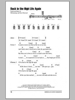 page one of Back In The High Life Again (Mandolin Chords/Lyrics)