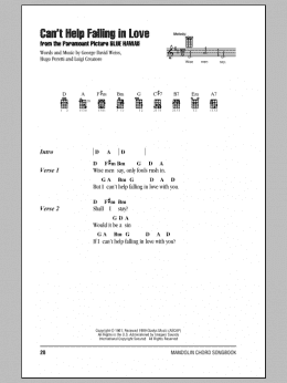 page one of Can't Help Falling In Love (Mandolin Chords/Lyrics)