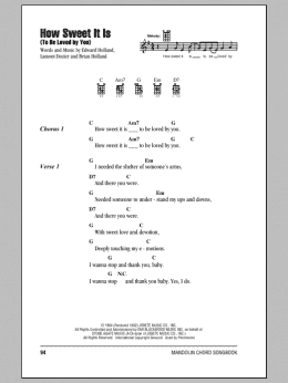 page one of How Sweet It Is (To Be Loved By You) (Mandolin Chords/Lyrics)