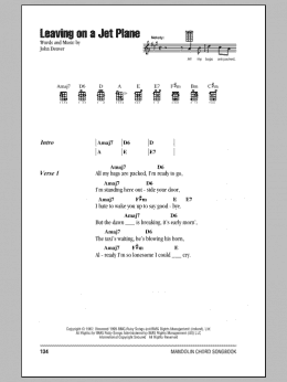 page one of Leaving On A Jet Plane (Mandolin Chords/Lyrics)