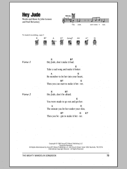 page one of Hey Jude (Mandolin Chords/Lyrics)