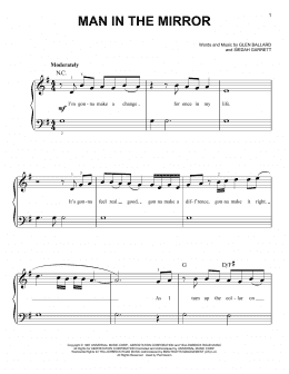 page one of Man In The Mirror (Very Easy Piano)