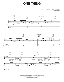 page one of One Thing (Piano, Vocal & Guitar Chords (Right-Hand Melody))