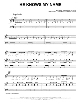 page one of He Knows My Name (Piano, Vocal & Guitar Chords (Right-Hand Melody))