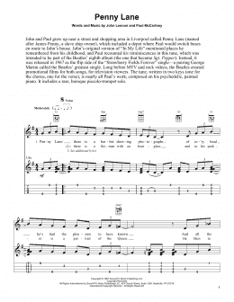 page one of Penny Lane (Easy Ukulele Tab)