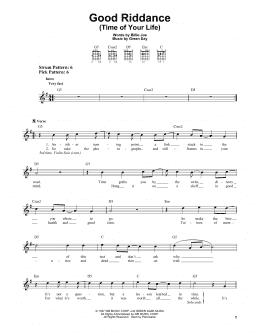 page one of Good Riddance (Time Of Your Life) (Easy Guitar)