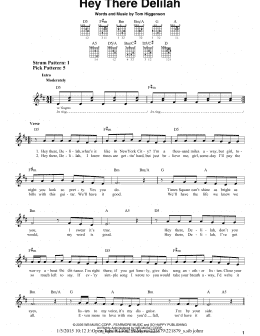 page one of Hey There Delilah (Easy Guitar)