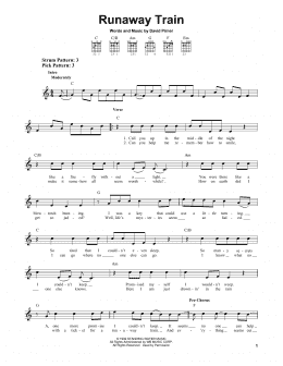 page one of Runaway Train (Easy Guitar)