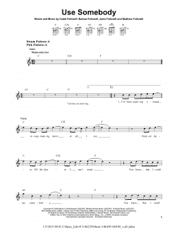 page one of Use Somebody (Easy Guitar)