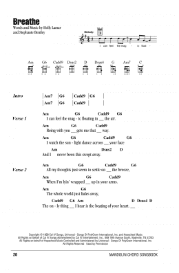 page one of Breathe (Mandolin Chords/Lyrics)