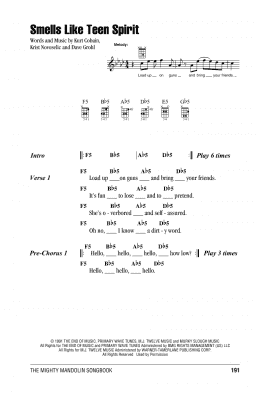 page one of Smells Like Teen Spirit (Mandolin Chords/Lyrics)