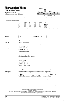 page one of Norwegian Wood (This Bird Has Flown) (Mandolin Chords/Lyrics)