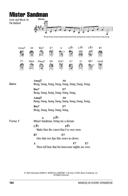 page one of Mister Sandman (Mandolin Chords/Lyrics)