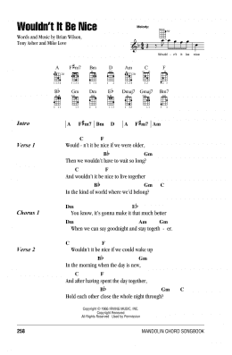 page one of Wouldn't It Be Nice (Mandolin Chords/Lyrics)