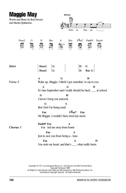 page one of Maggie May (Mandolin Chords/Lyrics)