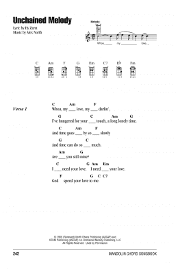 page one of Unchained Melody (Mandolin Chords/Lyrics)