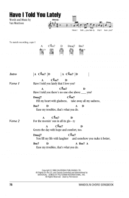 page one of Have I Told You Lately (Mandolin Chords/Lyrics)