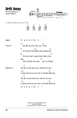 page one of Drift Away (Mandolin Chords/Lyrics)