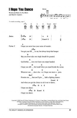 page one of I Hope You Dance (Mandolin Chords/Lyrics)