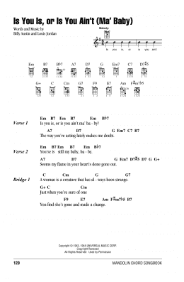 page one of Is You Is, Or Is You Ain't (Ma' Baby) (Mandolin Chords/Lyrics)