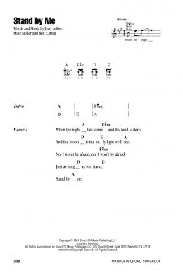 page one of Stand By Me (Mandolin Chords/Lyrics)