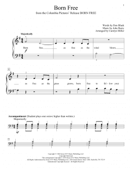 page one of Born Free (Educational Piano)