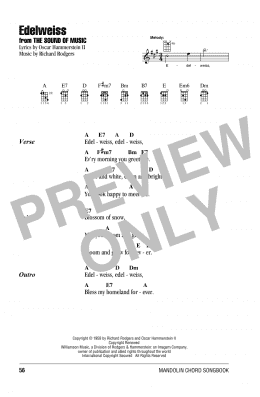 page one of Edelweiss (Mandolin Chords/Lyrics)