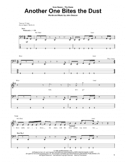 page one of Another One Bites The Dust (Bass Guitar Tab)