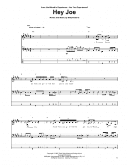 page one of Hey Joe (Bass Guitar Tab)