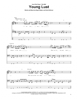 page one of Young Lust (Bass Guitar Tab)