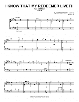 page one of I Know That My Redeemer Liveth (Piano Solo)