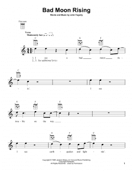 page one of Bad Moon Rising (Ukulele)